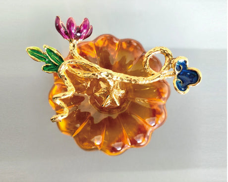 Glass Pumpkin Paperweight Halloween Home Decor Table Ornament