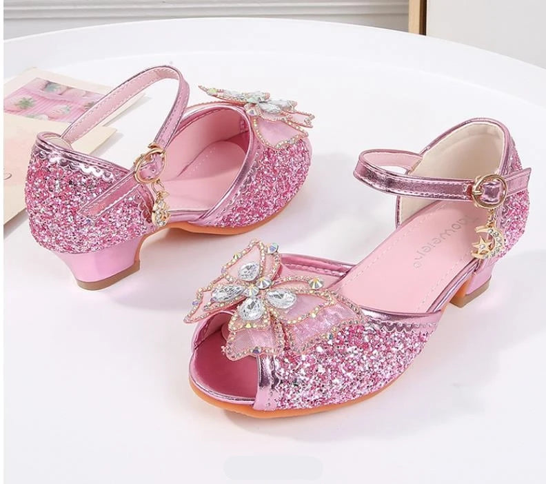 Party Shoes for Girls Glittery Butterfly Mary Jane Sandals Purple Gold Pink Blue