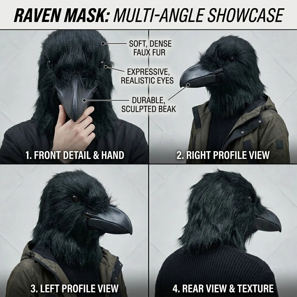 Black Raven Mask Adult Halloween Cosplay Costume Prop Stage Performance