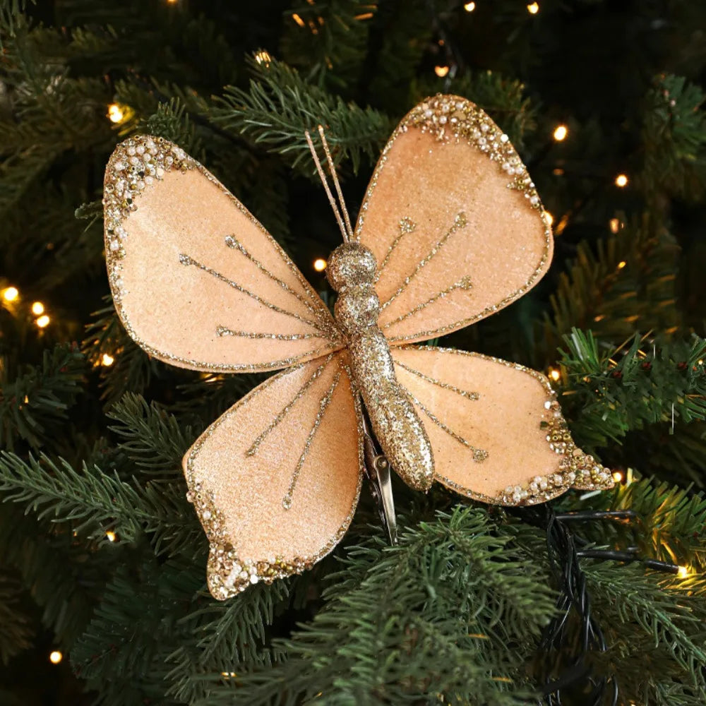 Sparkling Christmas Butterfly Pendant Glitter with Clip Xmas Tree Decoration