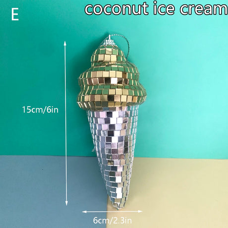 Hanging Disco Ice Cream Cone Mirror Ball Room Decor