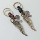 Angel Wing Key Chain Braided Leather Key Ring