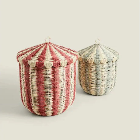 Vintage Circus Floor Storage Wicker Basket Laundry Basket Toy Organiser
