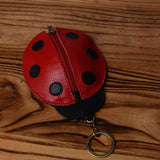 Ladybug Key Holder Coin Purse Genuine Leather