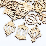 20pcs Wooden Vintage Lanterns Lamp Shapes Scrapbooking Embellishments DIY Wood Craft Supplies