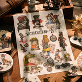 Alice In Wonderland 3 sheets A5 RUB ON Transfer Sticker Scrapbooking Junk Journal DIY Crafts