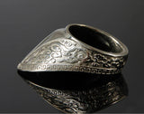 Engraved Archery Thumb Ring Tibetan Silver Banzhi Archery Gear