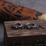 Gothic Thorns Stainless Steel Huggie Hoop Earrings for Men with Wooden Box