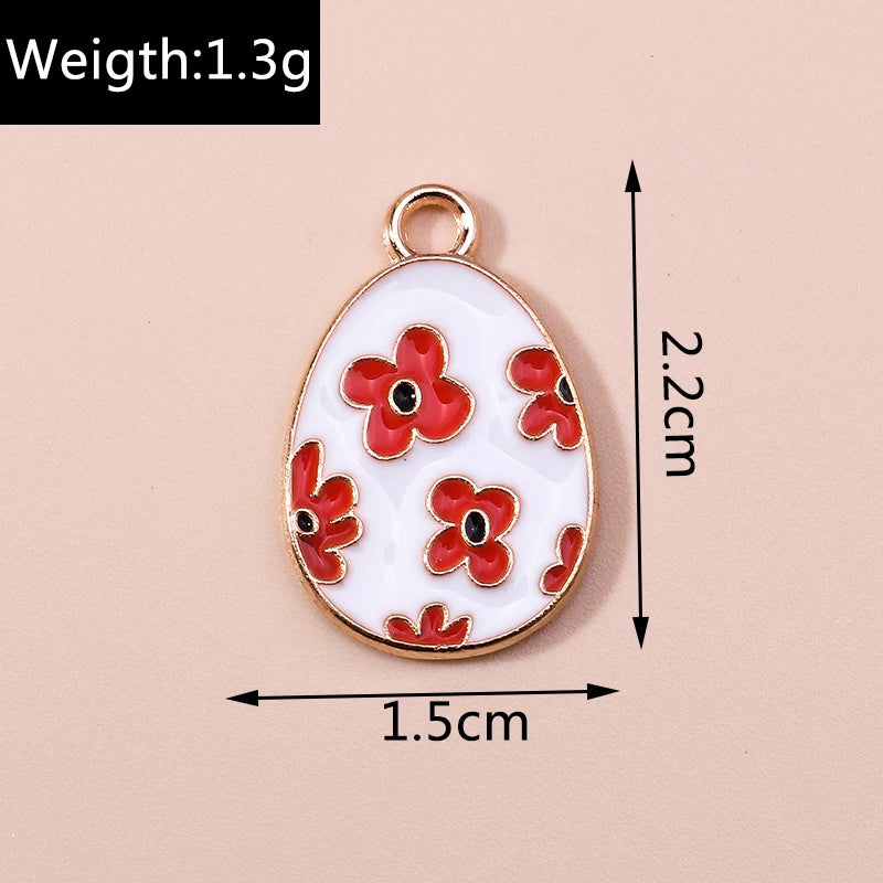 Ten Easter Eggs Charms for DIY Jewellery Making Craft