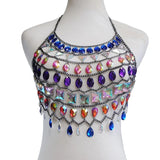 Gem Patchwork Festival Halter Tops Party Crop Top
