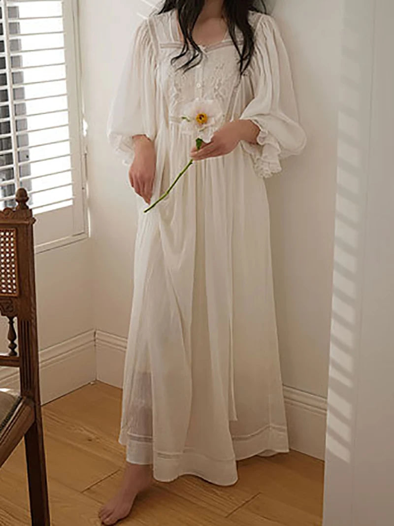 Women Pure Cotton Country Victorian Nightgowns Long Nightie