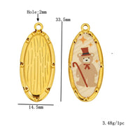 Three Enamel Little Bear Love Charms Stainless Steel Pendants for DIY Bracelets Jewellery Earrings Making