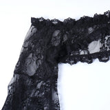 Dark Gothic Lace Long Flare Sleeve Overlay Shrug