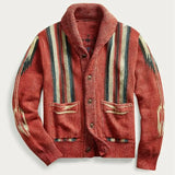 Native American Inspired Mens Autumn Warm Winter Knitted Cardigan Sweater Jacket