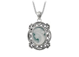 Kindred Spirit S925 Sterling Silver Pendants Blue Agate Portrait Jewelry