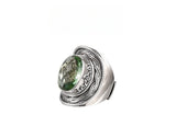 Portal Key to the Fae Realms S925 Sterling Silver Rings Green Crystal Morganite