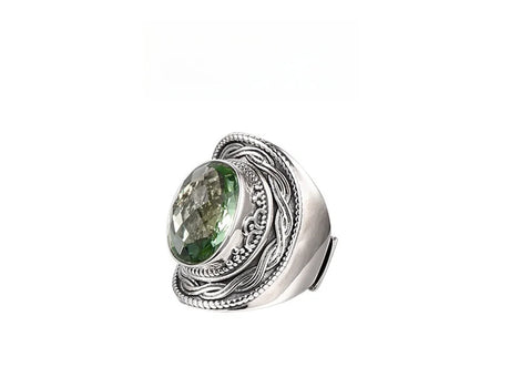 Portal Key to the Fae Realms S925 Sterling Silver Rings Green Crystal Morganite