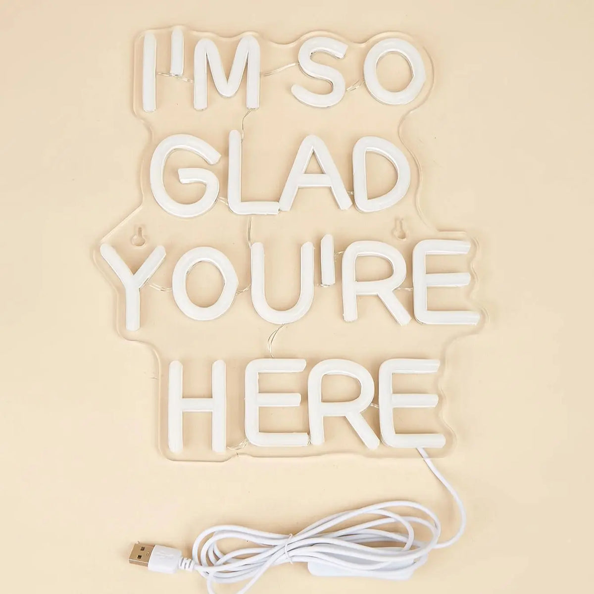 LED Neon l'm So Glad You're Here USB Powered Signs Night Light Wall Art