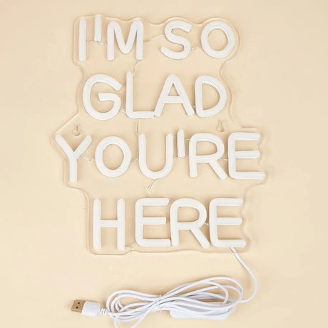 LED Neon l'm So Glad You're Here USB Powered Signs Night Light Wall Art