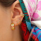 Colourful Zircon Gold Stud Earrings Mix'n'Match