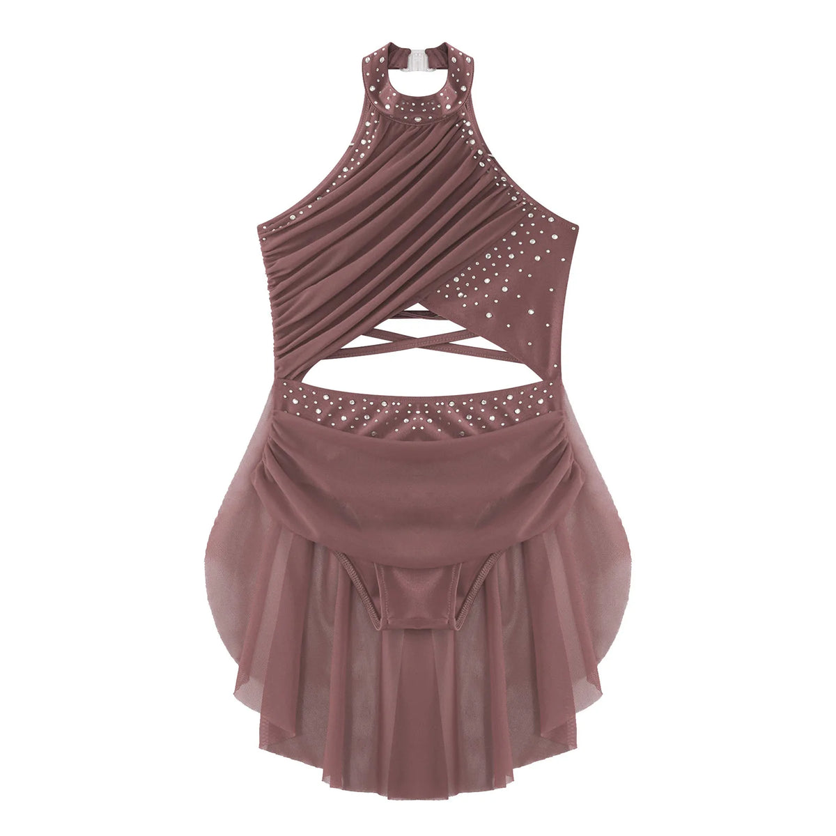 Girls Dance Performance Rhinestone Fringed Dress Figure Ice Skating Dancewear
