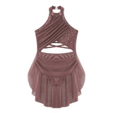 Girls Dance Performance Rhinestone Fringed Dress Figure Ice Skating Dancewear