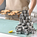 10pcs/set Christmas Snowflake Cookie Cutter Stainless Steel Fondant Biscuit Embossing Mould Baking Accessories Kitchen Tools
