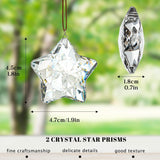 Two Crystal Stars Sun Catchers Window Prisms Hanging Decor