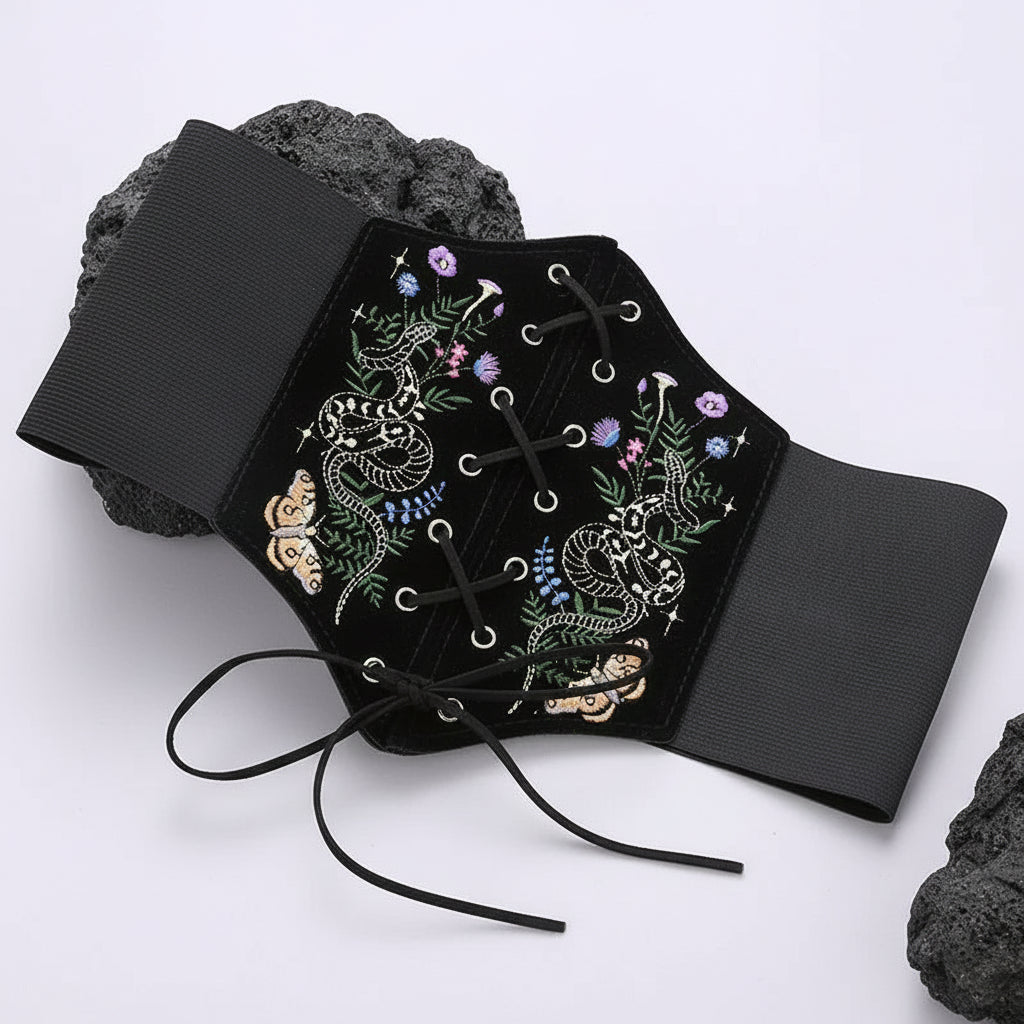 Woodland Velvet Embroidered Waist Belt Ren Fair Wear