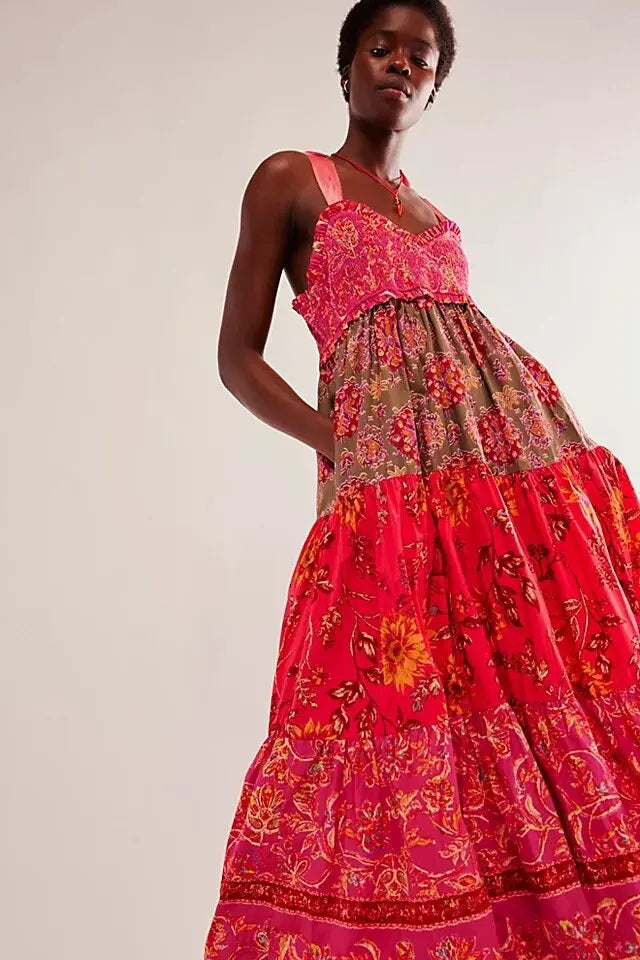 Ari's Boho Maxi Dresses 9 Colours Vintage Floral Print Summer Dress