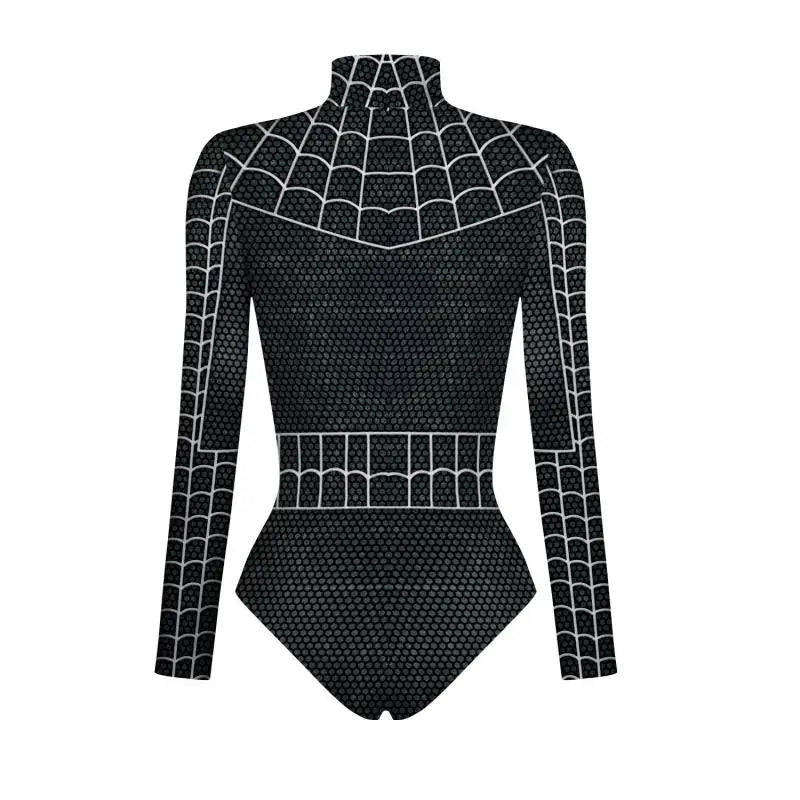 Spiderman Captain America Superhero Printed Long Sleeve Swimwear One-piece Surfing Swimsuit