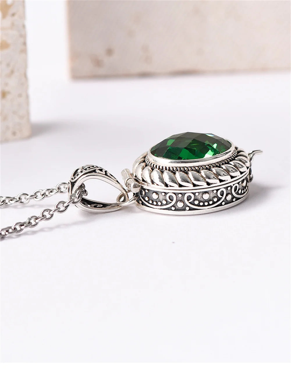 The Secret Keeper's S925 Sterling Silver Locket Pendant Zircon Crystal