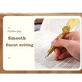 Golden Feather Quill Pens Set Dip Fountain Pens Ink Stationery Writing Gift Box Sets