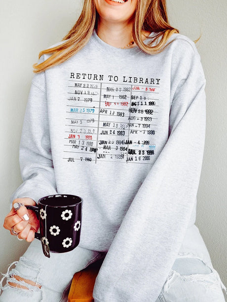 Return to Library Sweater Vintage Library Card Book Due Date Unisex Librarian Bookish Sweatshirt