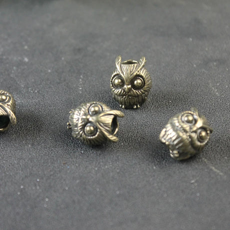 Cute Owl Brass Paracord Beads Lanyard Dreadlock Beard Bead