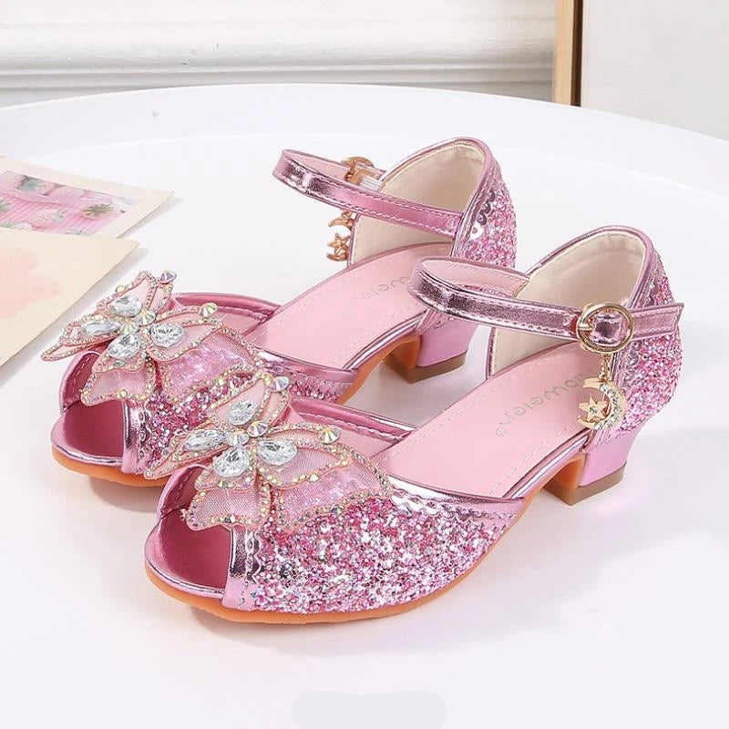 Party Shoes for Girls Glittery Butterfly Mary Jane Sandals Purple Gold Pink Blue