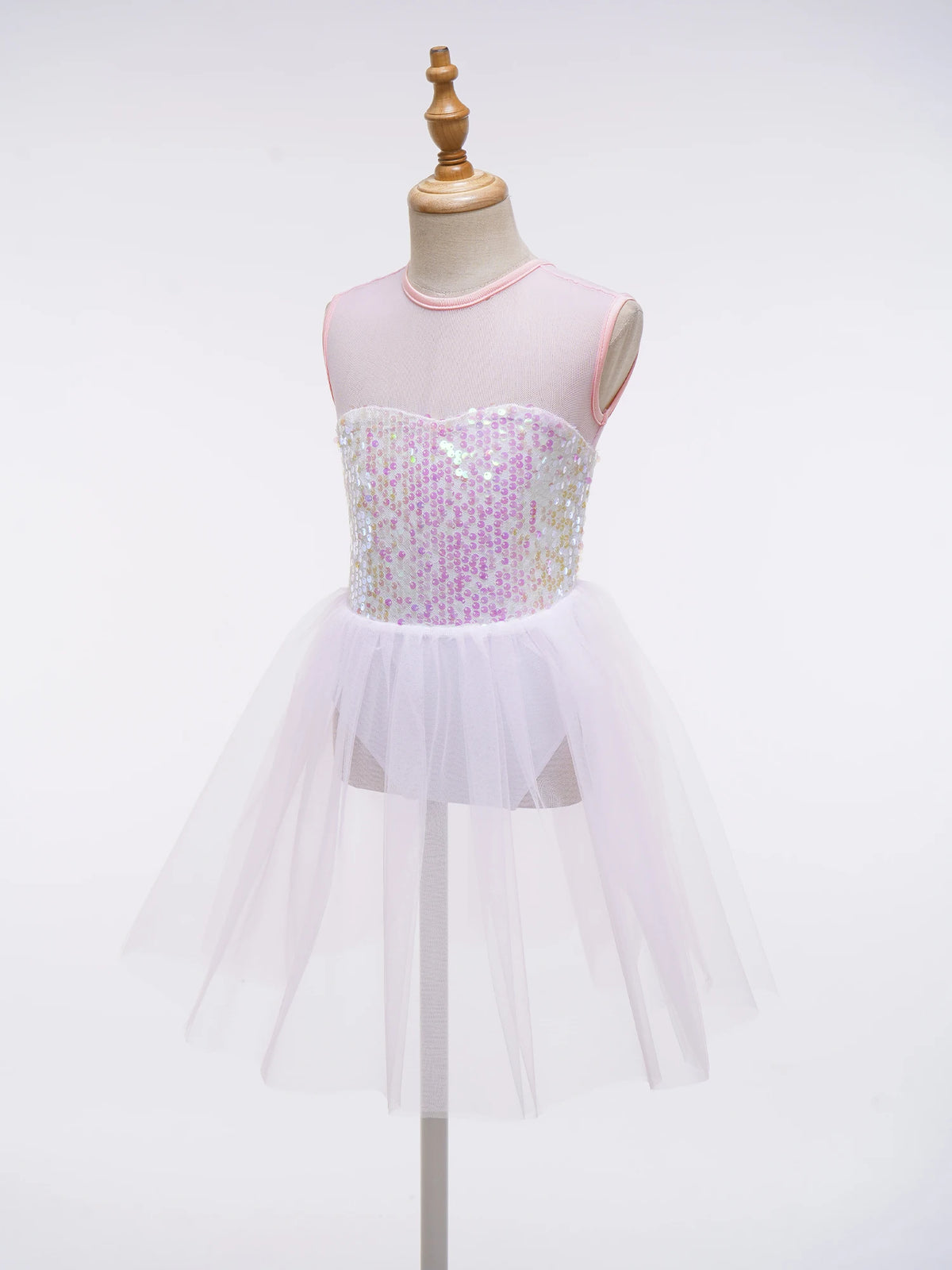 Girls Ballet Gymnastics Figure Ice Skating Sequin Leotard Tutu Dress Performance Dancewear