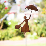 Rusty Metal Mary Poppins Garden Decor