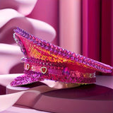 Fabulously Pink Rhinestone Festival Captain Hat Military Cap