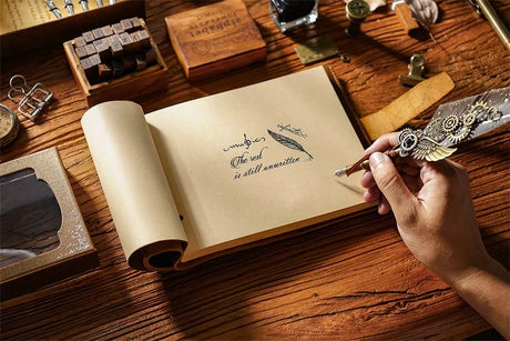 Stitched Genuine Leather Notebook 6 Colours Handmade Journal with Lock Blank Kraft Paper 200 Pages Sketchbook