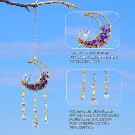 Sun Catcher Moon Crystal Rainbow Prism Garden Home Decor