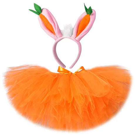 Easter Bunny Tutu Skirt Orange Carrot Tutus with Bunny Ears