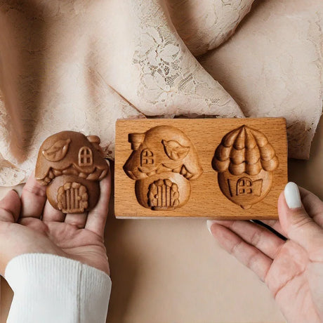 Seasonal Holiday Wooden Cookie Moulds Baking Tools Gifts for Bakers