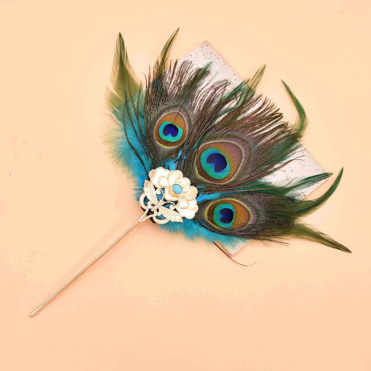 Peacock Feather Hairpins