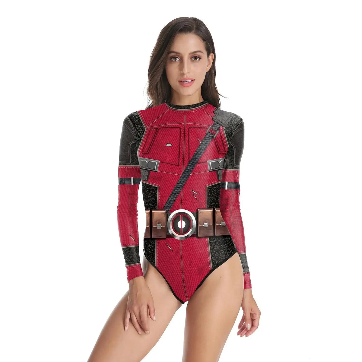 Superheroes Printed Long Sleeve Swimwear One-piece Surfing Swimsuit