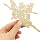 8 Pack Wood Fairy Cutouts Hanging Ornaments DIY Craft Gift Tags