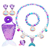 Mermaid Accessories Gloves Wand Crown Jewellery Set Wig Necklace Braid Cosplay Halloween Birthday Party