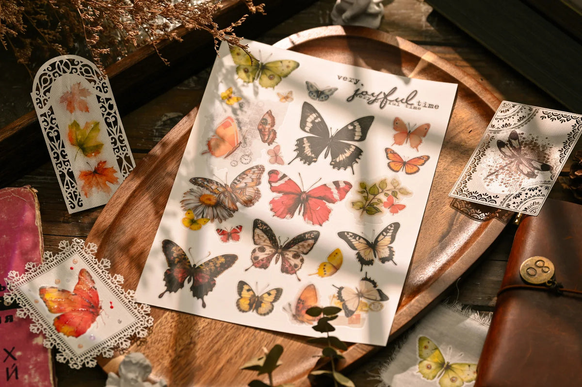 Vintage Big Butterfly RUB ON Transfer Stickers Scrapbooking DIY Craft Supplies Junk Journaling