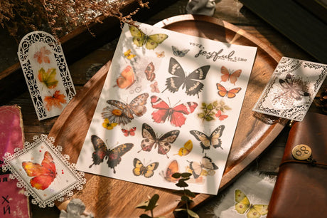 Vintage Big Butterfly RUB ON Transfer Stickers Scrapbooking DIY Craft Supplies Junk Journaling
