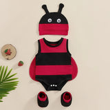 4 Piece Baby Ladybug Romper Set Wings Hat Socks Baby Clothes